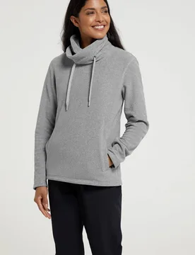Women's Hebridean Cowl Neck Fleece Antipill Sweater Top in Dark Grey Size: 18 - Dark Grey - Size: 18 - Mountain Warehouse - FashionsVida