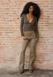 Langarmshirt mit Unterbrustnaht Khaki XL