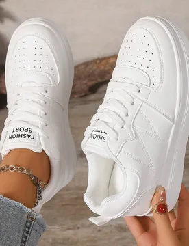 Zapatillas de skate de caña alta de punta redonda para mujer, zapatillas deportivas para correr al aire libre, zapatillas atléticas con plataforma y - Shein - FashionsVida