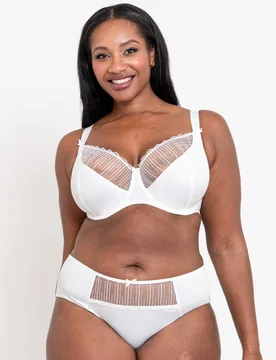 Women's Riley Balcony Bra Embroidered Underwired Lingerie in White Size: 44G - White - Size: 44G - Flirtelle - FashionsVida