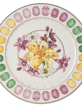 Piatto di servizio Idyllia, Porcellana, Motivo con stampa in cristallo, bouquet, Multicolore OS - Swarovski - FashionsVida