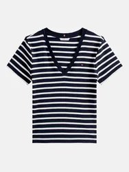 T-Shirt mit V-Ausschnitt Blau S