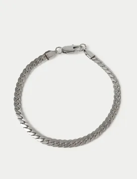 M&S Flat Curb Bracelet Silver male - M&S - FashionsVida