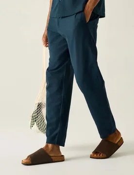 Hadlin Cotton Linen Blend Trousers Blue male - Regatta - FashionsVida