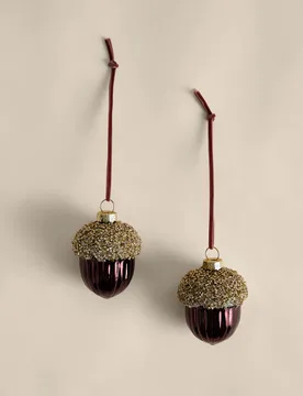 Pack Glass Beaded Acorn Baubles Gold - M&S - FashionsVida