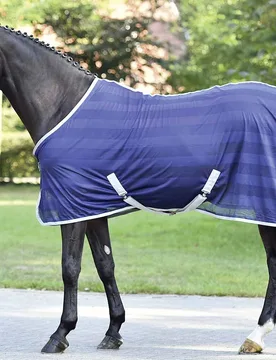 Transport-Fliegendecke STRIPE navy (silber) 85 cm - Busse - FashionsVida