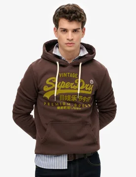 Superdry Herren Vintage Logo Kapuzenpullover Lockere Passform Braun - Größe: Xxl - 79.99 - FashionsVida