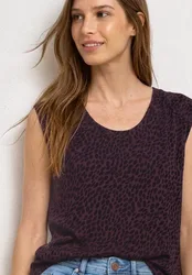 Leo-Shirt mit Boat Neck und Elastikbund female Rot