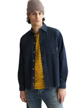 Camicia A Maniche Lunghe 183568 Relaxed Fit Washed Indigo XL - Scotch & Soda - FashionsVida