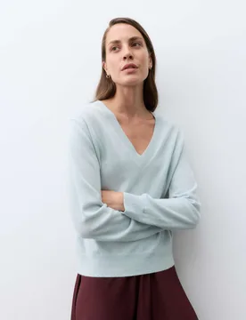 Pure Cashmere V-Neck Relaxed Jumper Ice Blue female - Autograph - FashionsVida