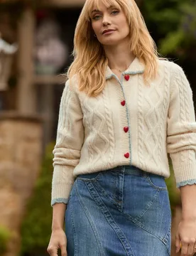 Women's Tiah Collared Cable Knit Cardigan Sweater in Cream Size: 18 - Cream - Size: 18 - Joe browns - FashionsVida