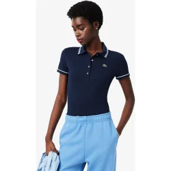 Polo de mujer con ribete de corte ajustado de manga corta