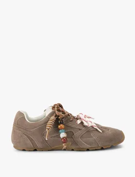 Aziel Suede Double Lace Charm Trainers Taupe female - Steve madden - FashionsVida