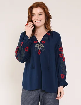 Nomads Embroidered Top - Thunder - Nomads - FashionsVida