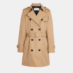 Womens Solid Mid Trench - Beige - Size X-Small