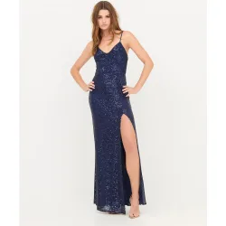 Vestido largo de lentejuelas con tirantes