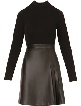 Vestido de cuello vuelto y falda efecto cuero - Adrianna Papell - FashionsVida