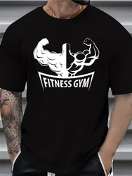 Gym Fitness pattern design -100% cotton summer O-neck short sleeve casual printed men's T-shirt