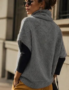 Top sin mangas de cuello alto de unicolor, estilo minimalista de arte vintage, moda casual para mujer en verano y otoño, elegante y versátil para el - Shein - FashionsVida