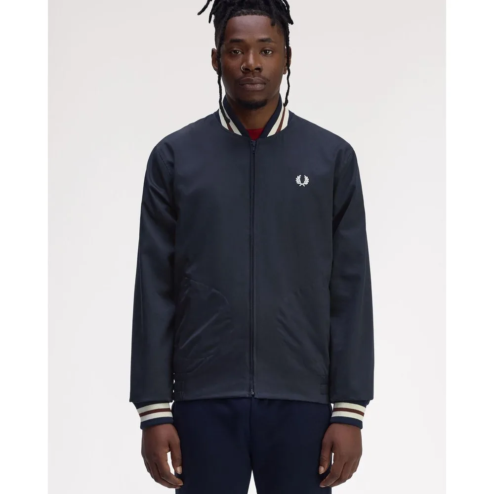 Cazadora bómber de hombre en sarga de algodón con cremallera - Fred Perry - FashionsVida