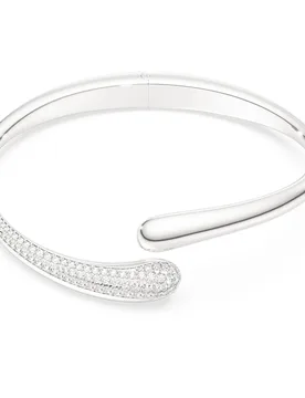 Bracciale rigido Classica, Intrecciato, Taglio Round, Bianco, Argento Sterling M - Swarovski - FashionsVida