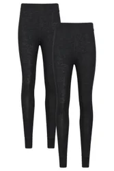 Merino Womens Baselayer Pants 2-Pack - Black - Black - Size: 8
