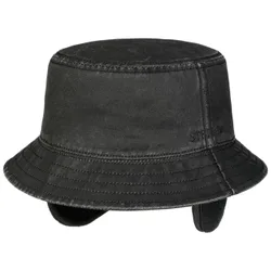 Cloth Bucket Hat with Ear Flaps by - black - Size: M (56-57 cm)