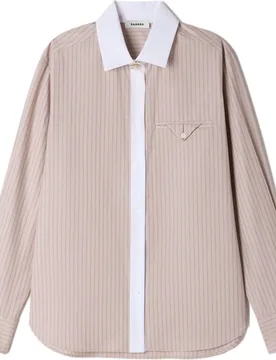 Camisa de mujer a rayas cuello a contraste 100% algodón - sandro - FashionsVida