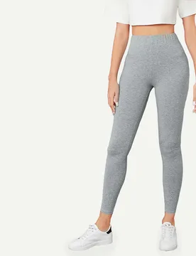 Pieza Leggings cortos gris jaspeado de verano para mujeres S - Shein - FashionsVida