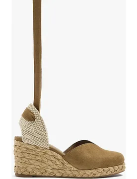 Alpargatas de cuña de mujer de piel con cintas en liso - Parfois - FashionsVida