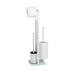 Stand WC-Garnitur Mod. Rivalta Weiß, integrierter Toilettenpapierhalter und WC-Bürstenhalter