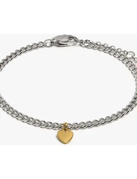 Pulsera con charm de corazón de acero inoxidable - Parfois - FashionsVida