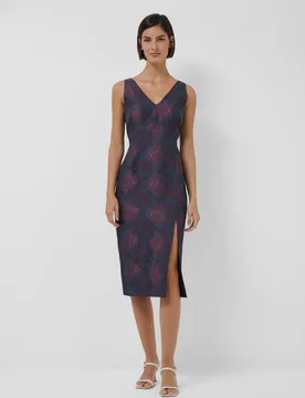 Vestido sin mangas denim con jacquard floral - Roberto Verino - FashionsVida
