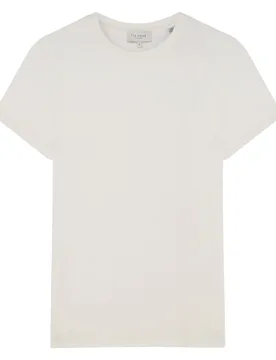 Womens Printed Fitted Ivory T-Shirt - White Viscose - Size Small - Ted baker - FashionsVida