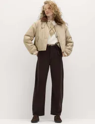 Pure Cotton Crease Front Barrel Leg Trousers Bitter Chocolate female