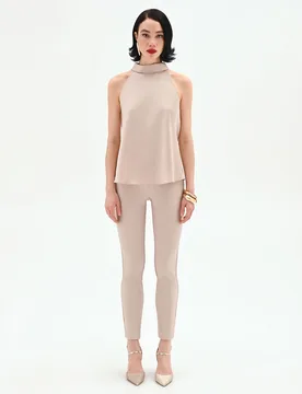 Top smanicato donna tortora beige - Rinascimento - FashionsVida
