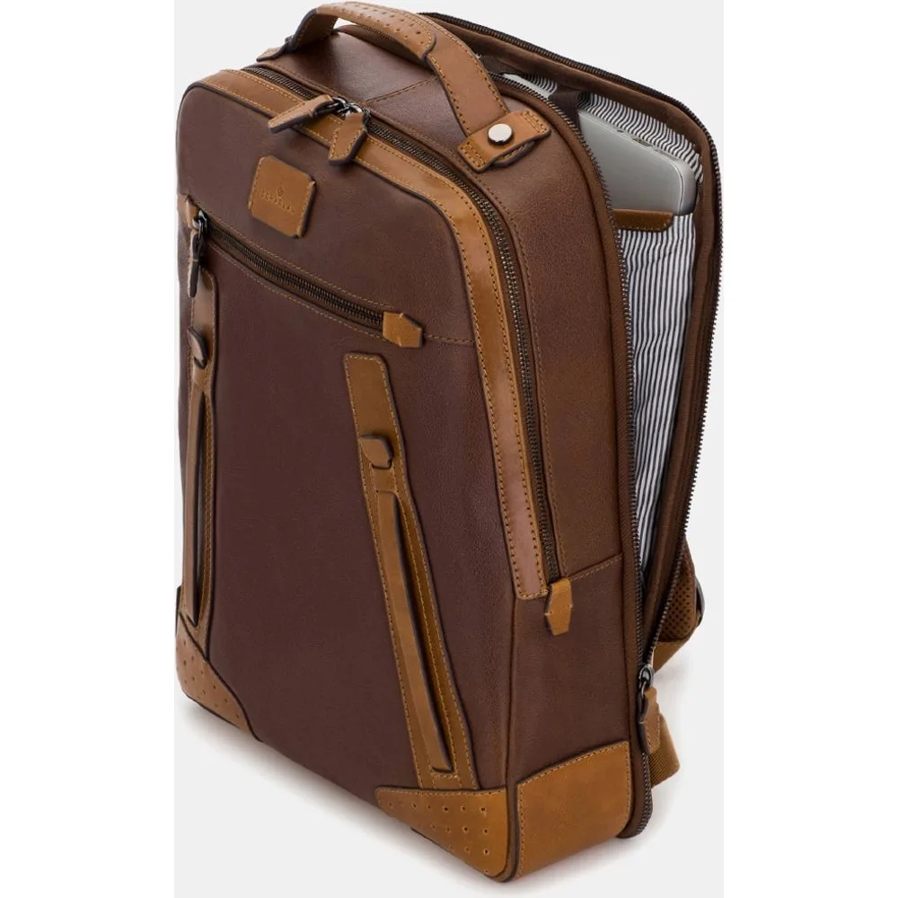 Mochila de hombre de piel para portátil - Scharlau - FashionsVida