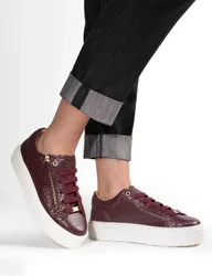 Leather Chunky Platform Trainers Burgundy female