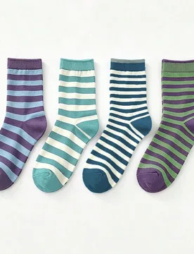 Pares de calcetines a rayas vintage personalizados de moda minimalista elegante versátil cómodo suave hasta la pantorrilla para mujer, surtido aleat - Shein - FashionsVida