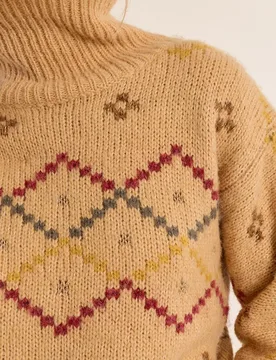 Jersey de mujer de manga larga estampado rombos - Molly Bracken - FashionsVida