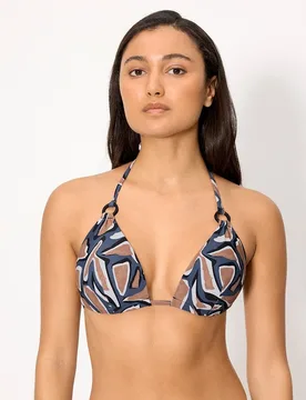 Tops de bikini triángulo push-up estampado en copa b - Ysabel Mora - FashionsVida