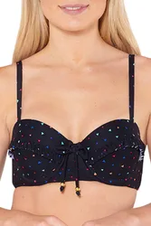 Women's Underwired Frill Bikini Top in True Black Size: 14 - True Black - Size: 14