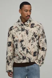 Herren Jacquard Harrington-Jacke Größe Large