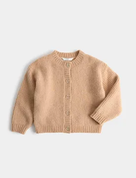 Knitted Cardigan with Wool (2-8 Years) Camel female - M&S - FashionsVida