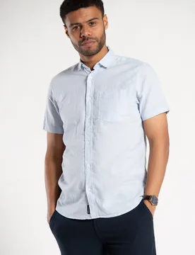 Linen Blend Mens Short Sleeve Button-Up Shirt - - Size: S - Tokyo Laundry - FashionsVida