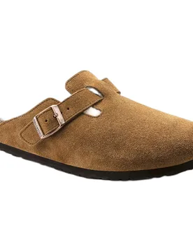Sabot boston shearling suede leather - mink - Birkenstock - FashionsVida