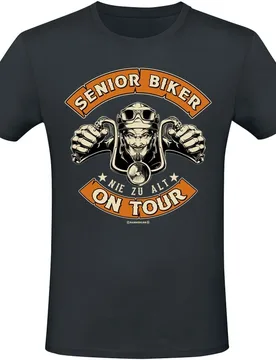 T-Shirt - Senior Biker - Nie zu alt - On Tour - M bis L - für Männer - Größe M - schwarz - Männer - male - Sprüche - FashionsVida