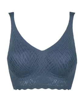 Women's 1 Pack Sloggi Zero Feel Bliss Bralette Smoky Blue S - Blue - Size: Small - SockShop - FashionsVida