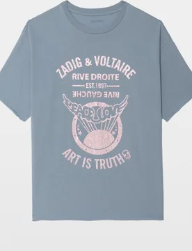 Zadig & Voltaire - Camiseta de mujer de manga corta 100% algodón con strass - Zadig & Voltaire - FashionsVida