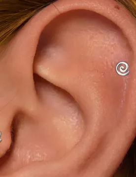 Pieza Joyería de perforación de cartílago de oreja con espiral redonda y espalda plana de plata de ley 925, accesorio exquisito para uso diario, bo - Shein - FashionsVida